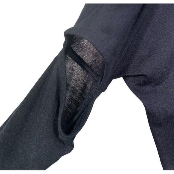 All Saints Wavetop Top Navy Thin Hi-Low Hem Crew Neck Open Elbow Relax Medium - Picture 5 of 10